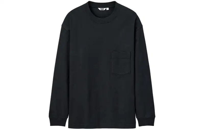 UNIQLO T Shirts Unisex Black Crew Neck Moderate Straight Fit