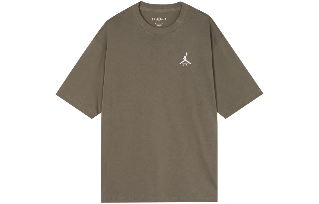 Jordan T Shirts Men's Brown Crew Neck Moderate Straight Fit