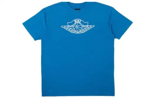 Jordan T Shirts Men's Blue Crew Neck Moderate Straight Fit