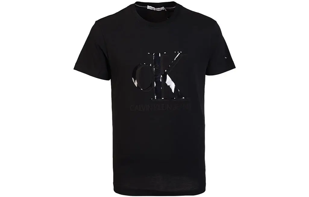 Calvin Klein T-Shirts Men's Black Crew Neck Moderate Straight Fit