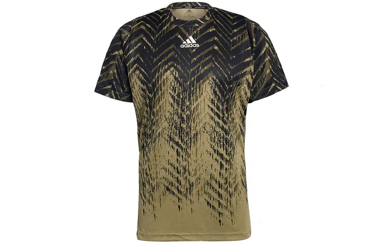 Adidas T-Shirts Men's Black/Gold Crew Neck Moderate Straight Fit