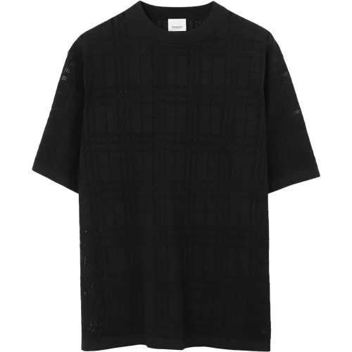 Burberry T Shirts Men's Black Crew Neck Moderate Straight Fit