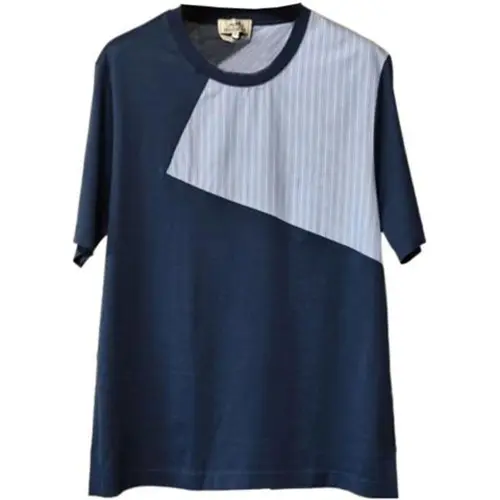 HERMES T Shirts Men's Navy Crew Neck Moderate Straight Fit