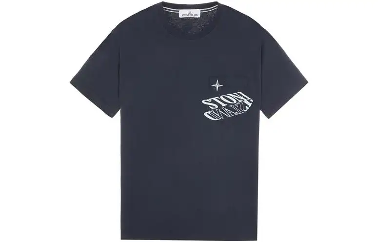 STONE ISLAND T Shirts Men's Dark Blue Crew Neck Moderate Straight Fit