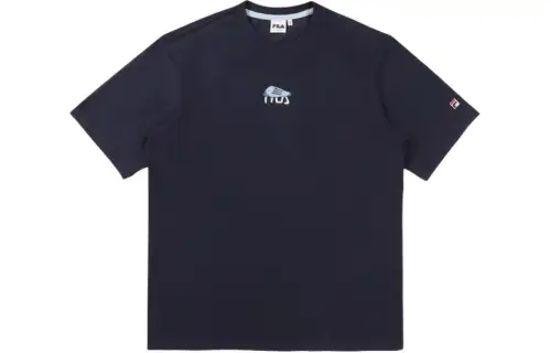 FILA T Shirts Men's Dark Blue Crew Neck Moderate Other