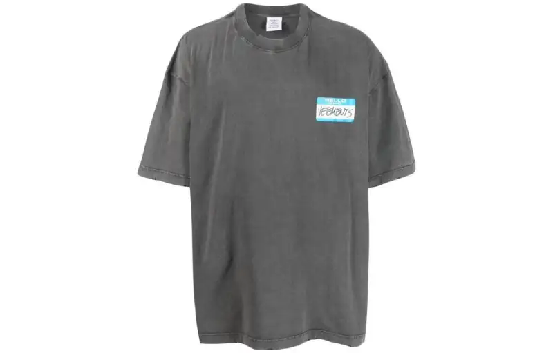 Vetements T Shirts Men's Gray Crew Neck Moderate Straight Fit