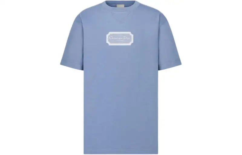 DIOR SS24 Men Letter Embroidery Crew Neck Short Sleeve T-Shirt Blue