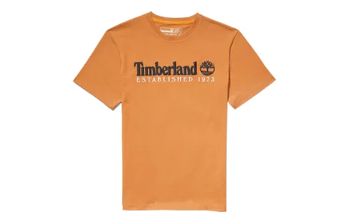Timberland T Shirts Men's Orange Crew Neck Moderate Straight Fit
