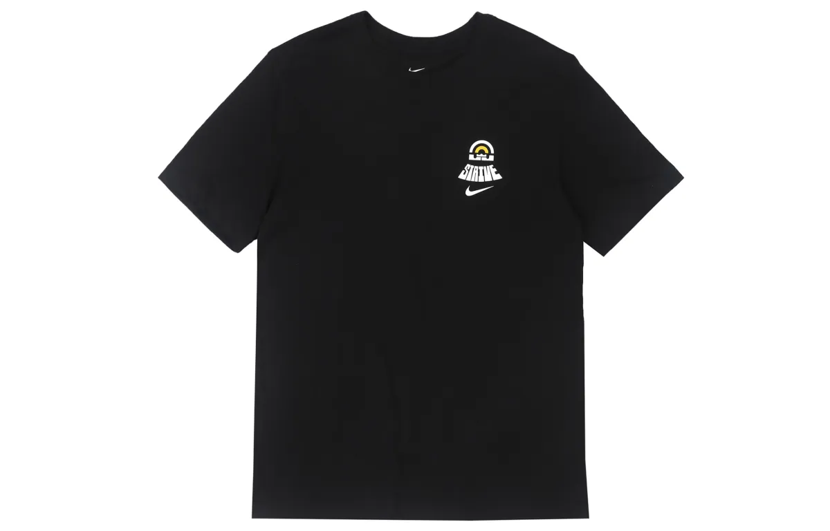 Nike T-Shirts Men's Black Crew Neck Moderate Straight Fit
