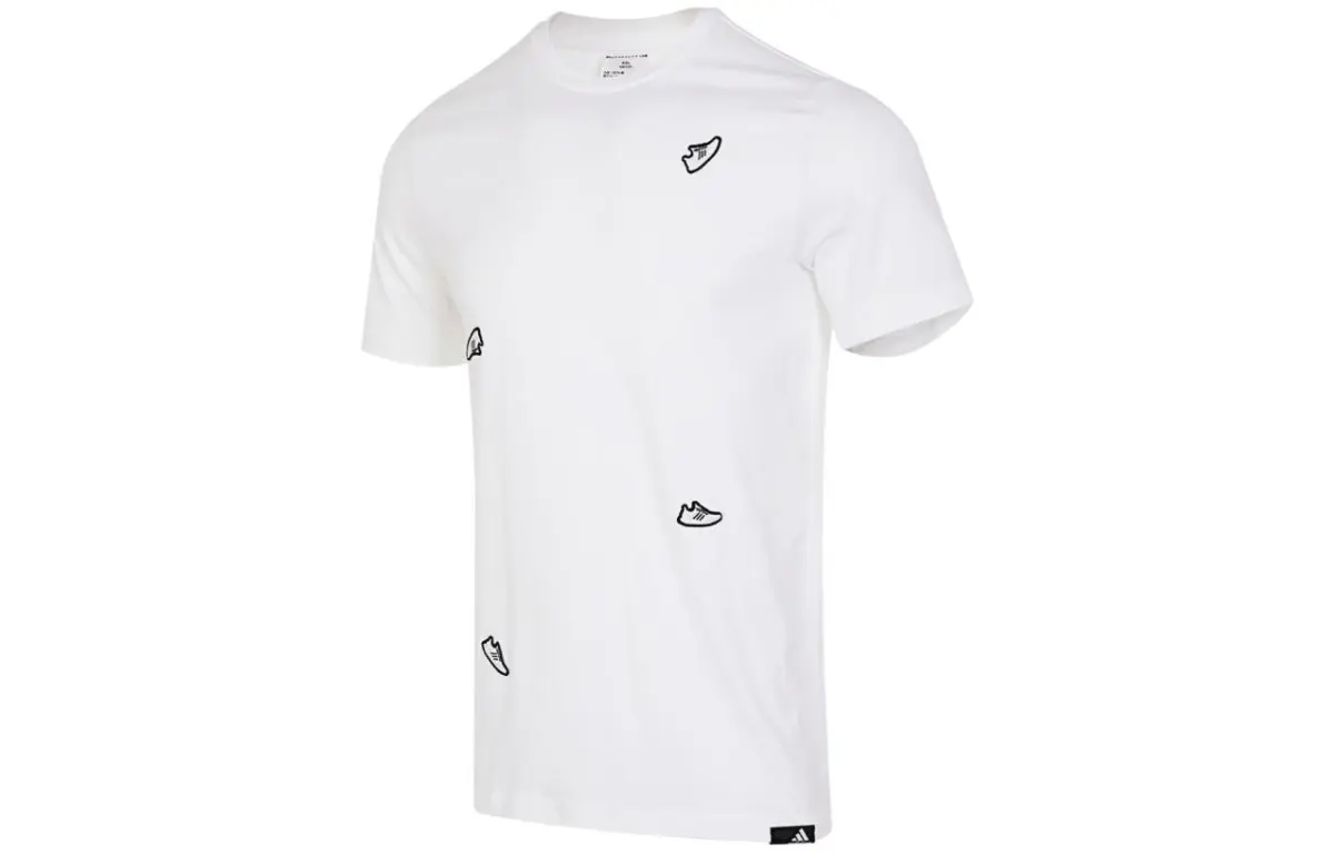 Adidas T-Shirts Men's White Crew Neck Moderate Straight Fit