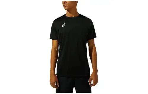 ASICS T Shirts Men's Black Crew Neck Moderate Straight Fit