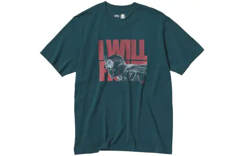 UNIQLO T Shirts Men's Dark Green Crew Neck Thin Straight Fit