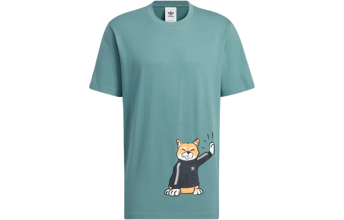 Adidas T-Shirts Men's Green Crew Neck Moderate Straight Fit
