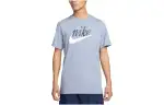 Nike T Shirts Men's Blue Crew Neck Moderate Straight Fit