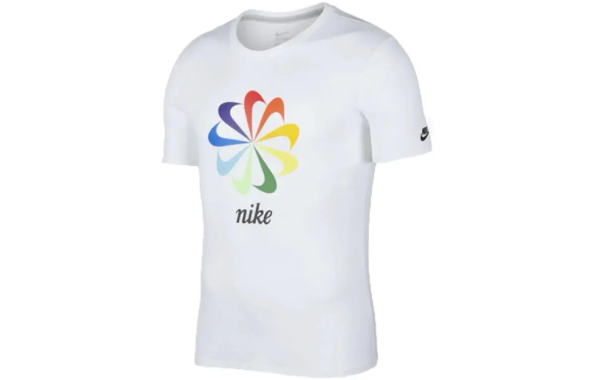 Nike T-Shirts Men's White Crew Neck Moderate Straight Fit