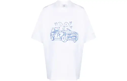 Vetements T Shirts Men's White Crew Neck Moderate Straight Fit
