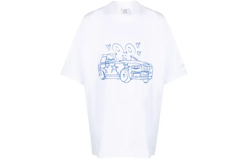 Vetements T Shirts Men's White Crew Neck Moderate Straight Fit