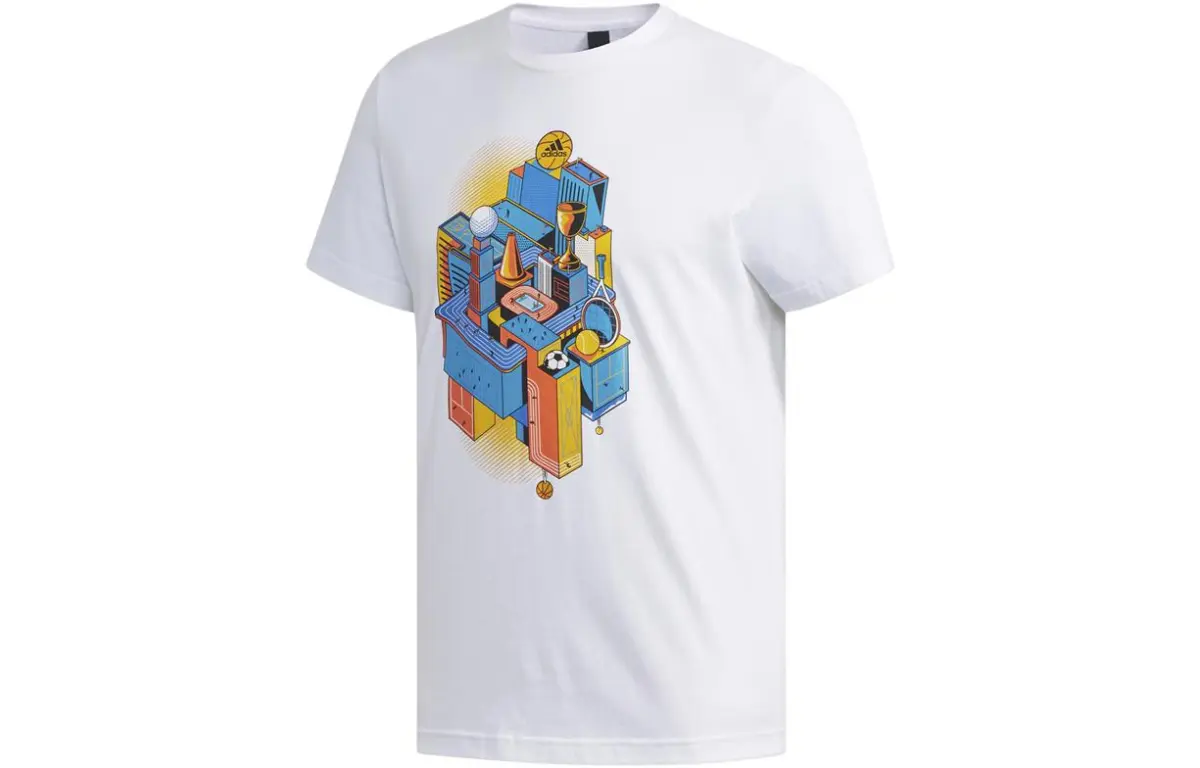 Adidas T-Shirts Men's White Crew Neck Thin Straight Fit