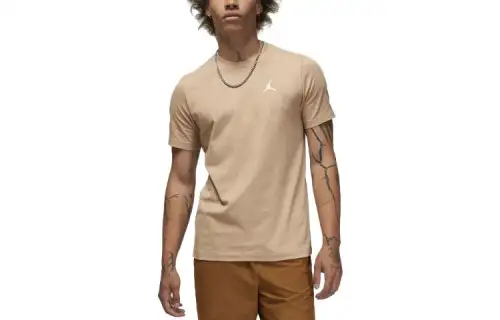 Jordan BRAND T Shirts Men's Khaki Crew Neck Moderate Straight Fit
