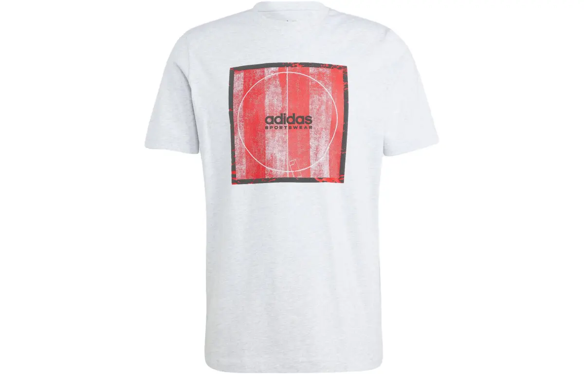 Adidas T-Shirts Men's Light Heather Gray Crew Neck Moderate Straight Fit