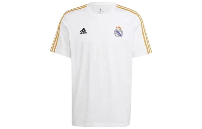 Adidas T-Shirts Men's White Crew Neck Moderate Straight Fit