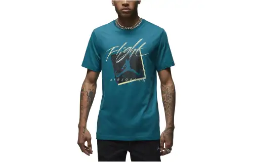 Jordan T Shirts Men's Sky Blue Crew Neck Moderate Straight Fit