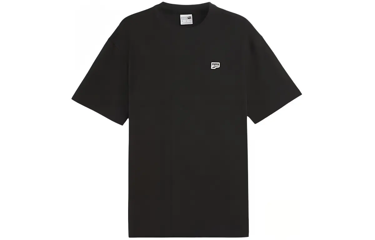 PUMA T-Shirts Men's Black Crew Neck Moderate Straight Fit