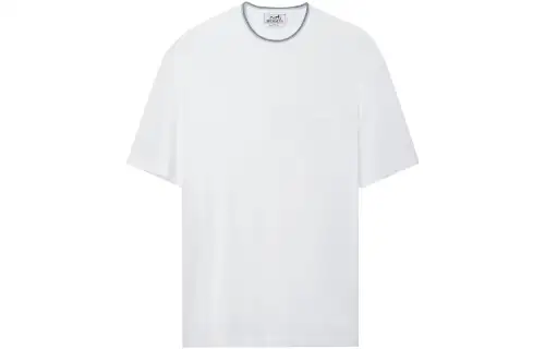 HERMES T Shirts Men's White Crew Neck Moderate Straight Fit