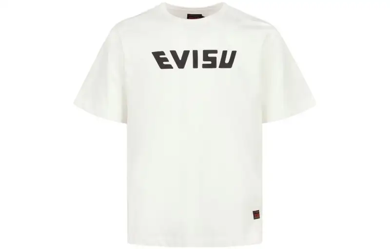 EVISU T Shirts Men's White Crew Neck Moderate Straight Fit