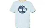 Timberland T Shirts Men's Light Blue Crew Neck Moderate Straight Fit