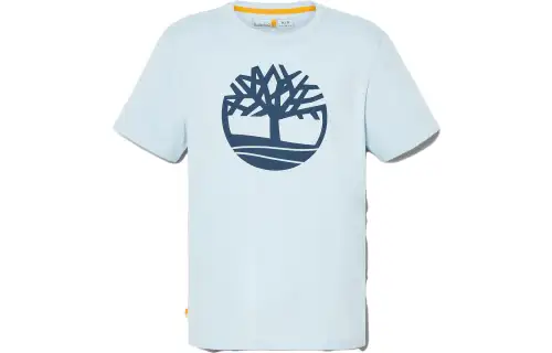 Timberland T Shirts Men's Light Blue Crew Neck Moderate Straight Fit