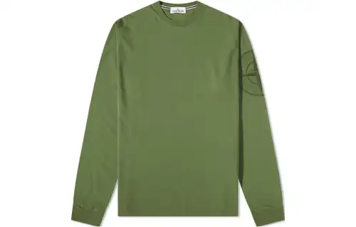 STONE ISLAND T Shirts Men's Olive Green Crew Neck Moderate Other