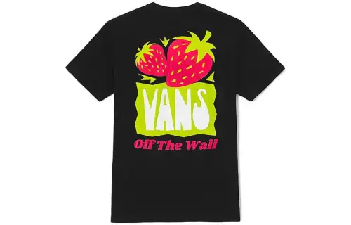 Vans T Shirts Unisex Black Crew Neck Moderate Straight Fit