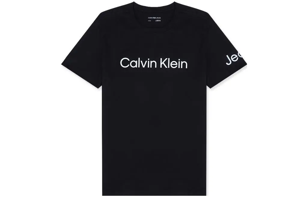 Calvin Klein T-Shirts Men's Black Crew Neck Moderate Straight Fit