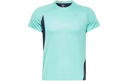 Reebok T Shirts Men's Cyan Crew Neck Moderate Straight Fit