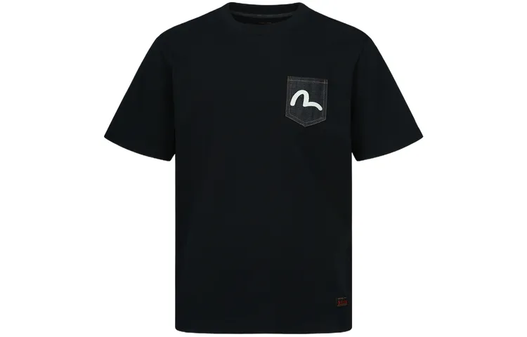 EVISU T Shirts Men's Black Crew Neck Moderate Straight Fit