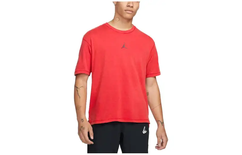 Jordan T Shirts Men's Red Crew Neck Moderate Straight Fit
