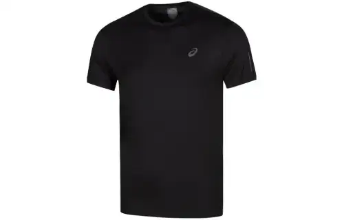 ASICS T Shirts Men's Black Crew Neck Moderate