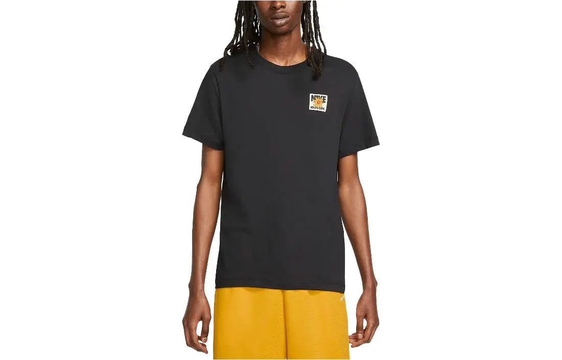 Nike T-Shirts Men's Black Crew Neck Moderate Straight Fit