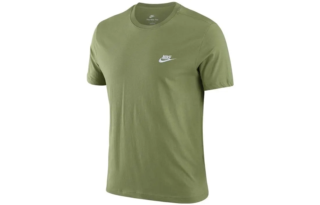 Nike T-Shirts Men's Green Crew Neck Moderate Straight Fit