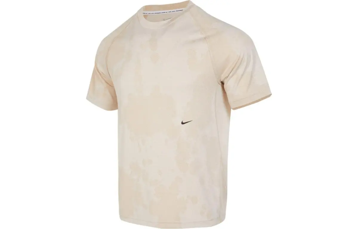 Nike T-Shirts Men's Beige Crew Neck Moderate Straight Fit