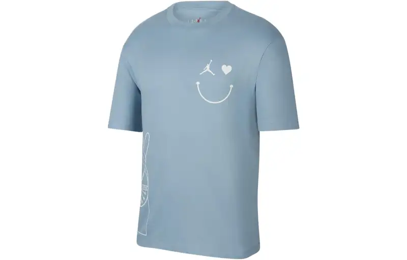 Jordan T Shirts Men's Blue Crew Neck Moderate Straight Fit