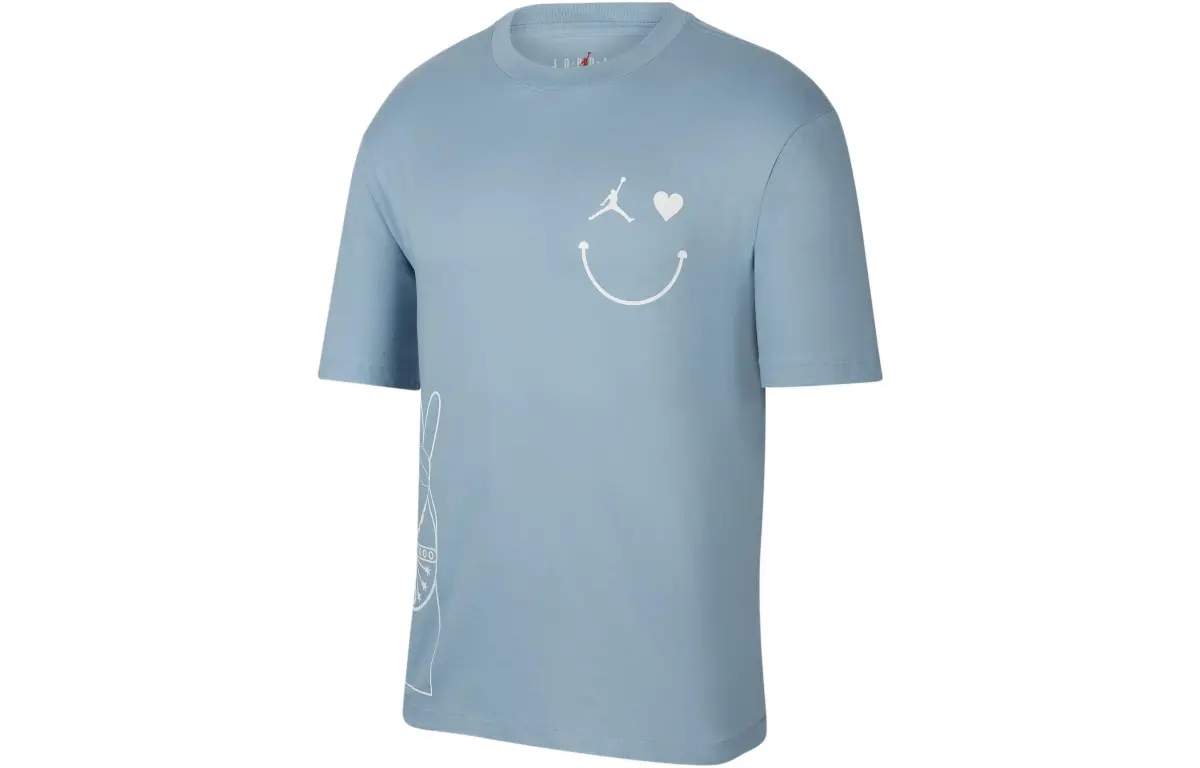 Jordan T-Shirts Men's Blue Crew Neck Moderate Straight Fit