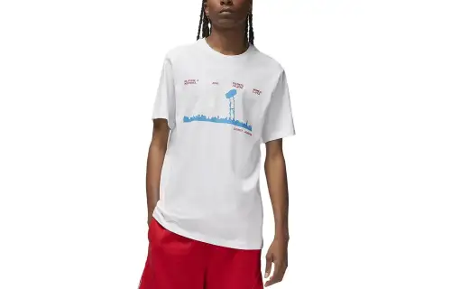 Jordan T Shirts Men's White Crew Neck Moderate Straight Fit