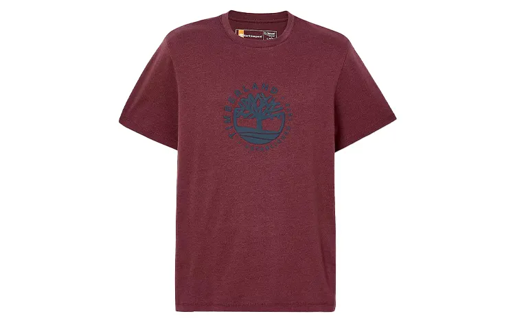 Timberland T Shirts Unisex Dark Red Crew Neck Moderate Straight Fit