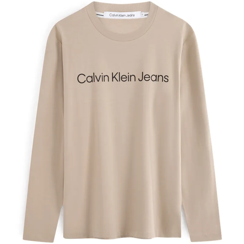 Calvin Klein T-Shirts Men's Milk Coffee Crew Neck Moderate