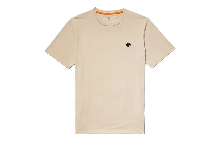 Timberland T Shirts Men's Beige Yellow Crew Neck Moderate Straight Fit