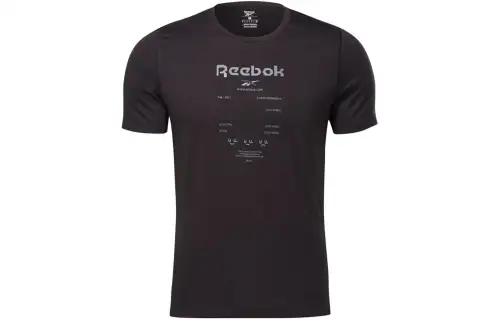 Reebok T Shirts Men's Black Crew Neck Moderate Straight Fit