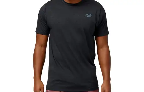 New Balance T Shirts Men's Gray Crew Neck Moderate Straight Fit
