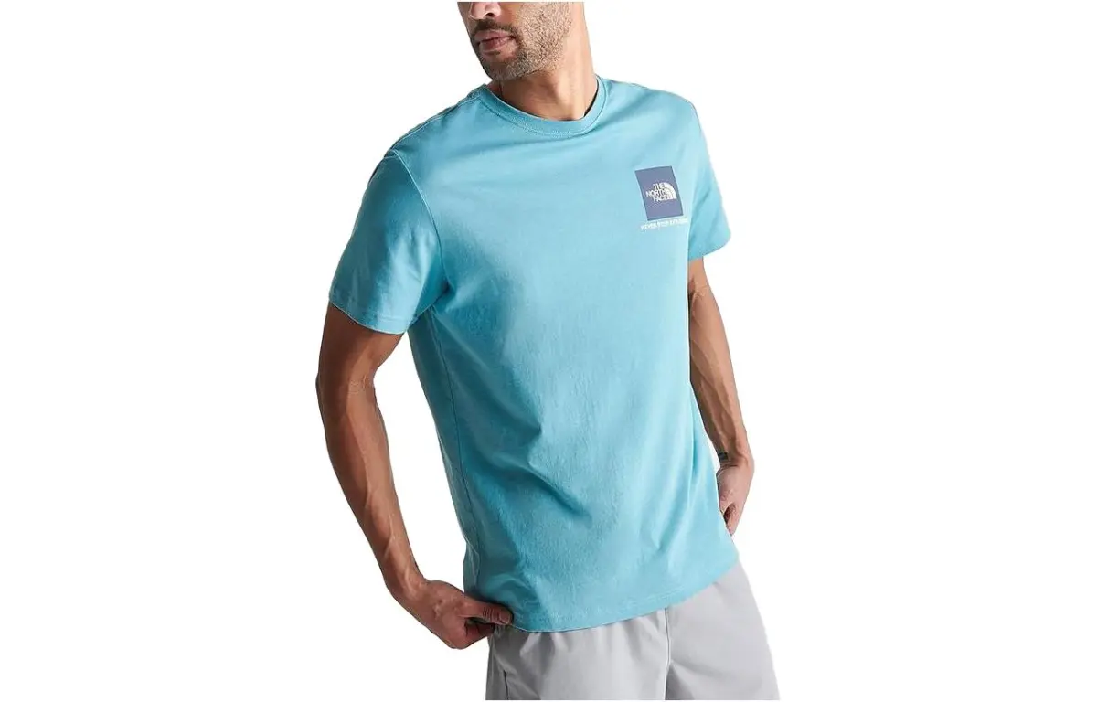 THE NORTH FACE T-Shirts Men's Sky Blue Crew Neck Moderate Straight Fit
